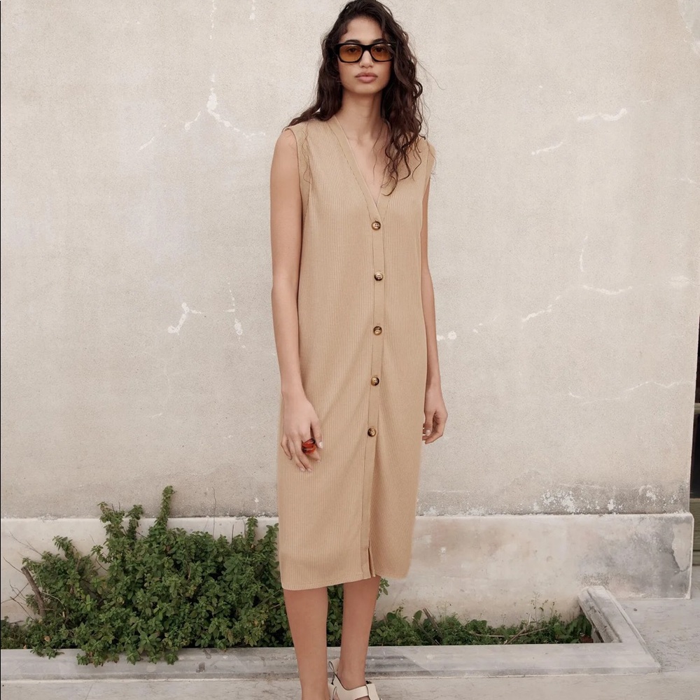 ZARA BUTTONED VEST DRESS SMALL